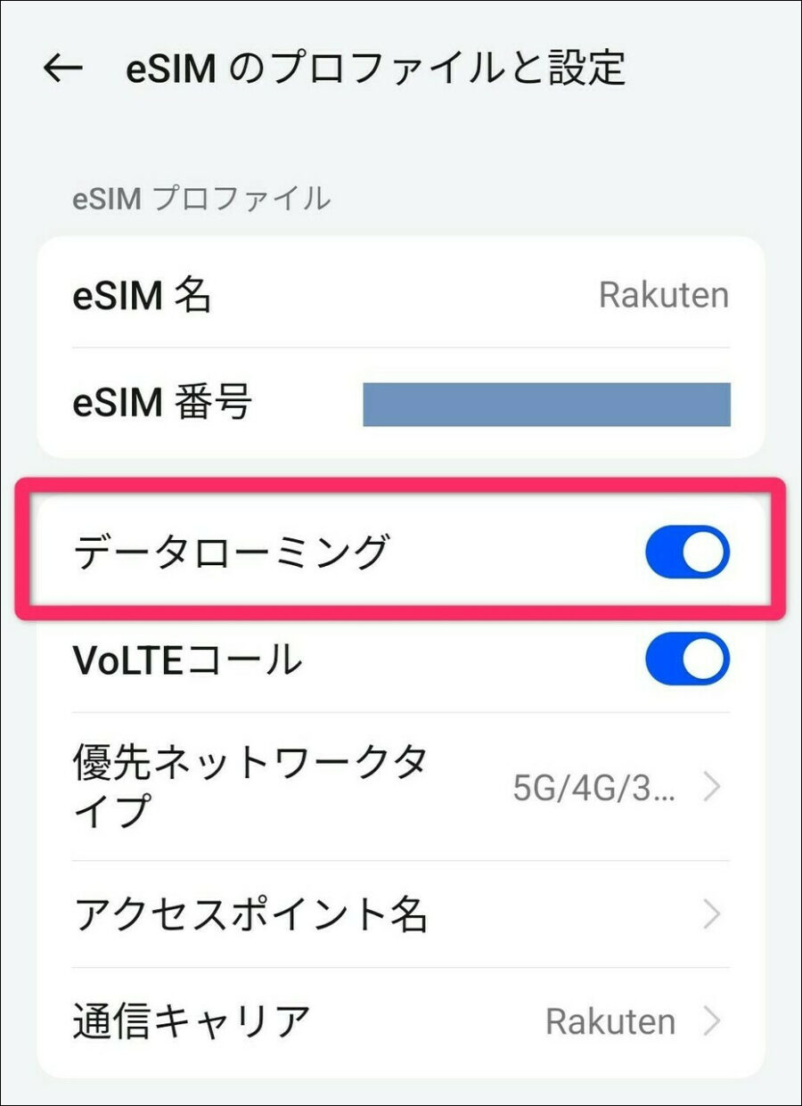 データローミング ON image