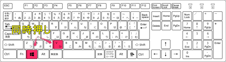 WindowsキーとV同時押しでクリップボード履歴発動
