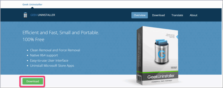 GEEK UNINSTALLER ダウンロード画面