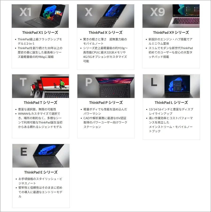 ThinkPad 全シリーズ解説付き(公式)