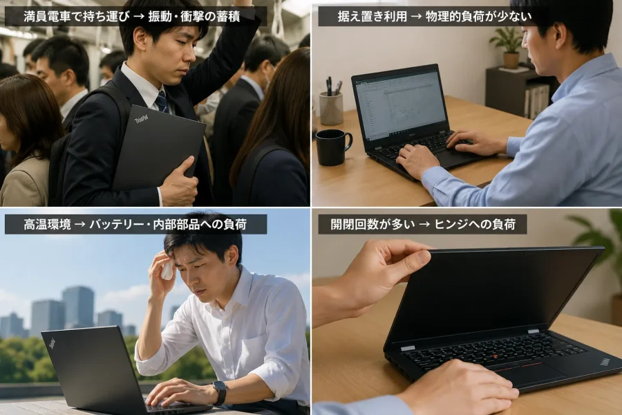 壊れやすさは使用環境に関わることを示す画像
