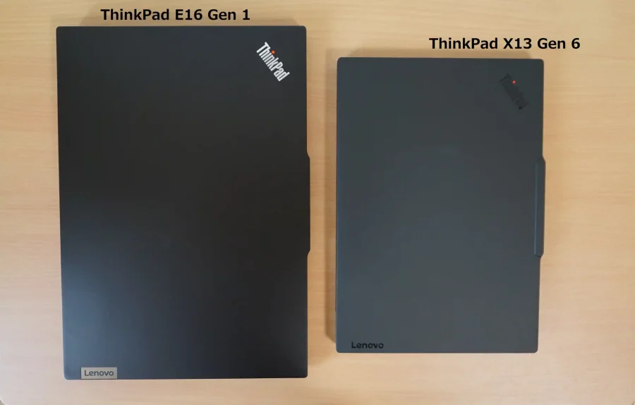 ThinkPad X13 Gen 6 とThinkPad E16 Gen1 天板比較